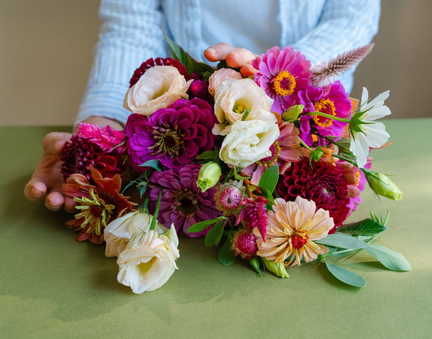 Wrapped flower bouquets ready for same-day pick up near West Bend, Wisconsin
